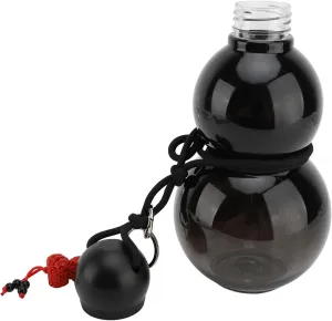 Gourd Water Bottle, 800ml Retro Sports Water Bottle with Strap, Portable Gourd Style Design, Ideal for Travel and Daily Hydration (Black)