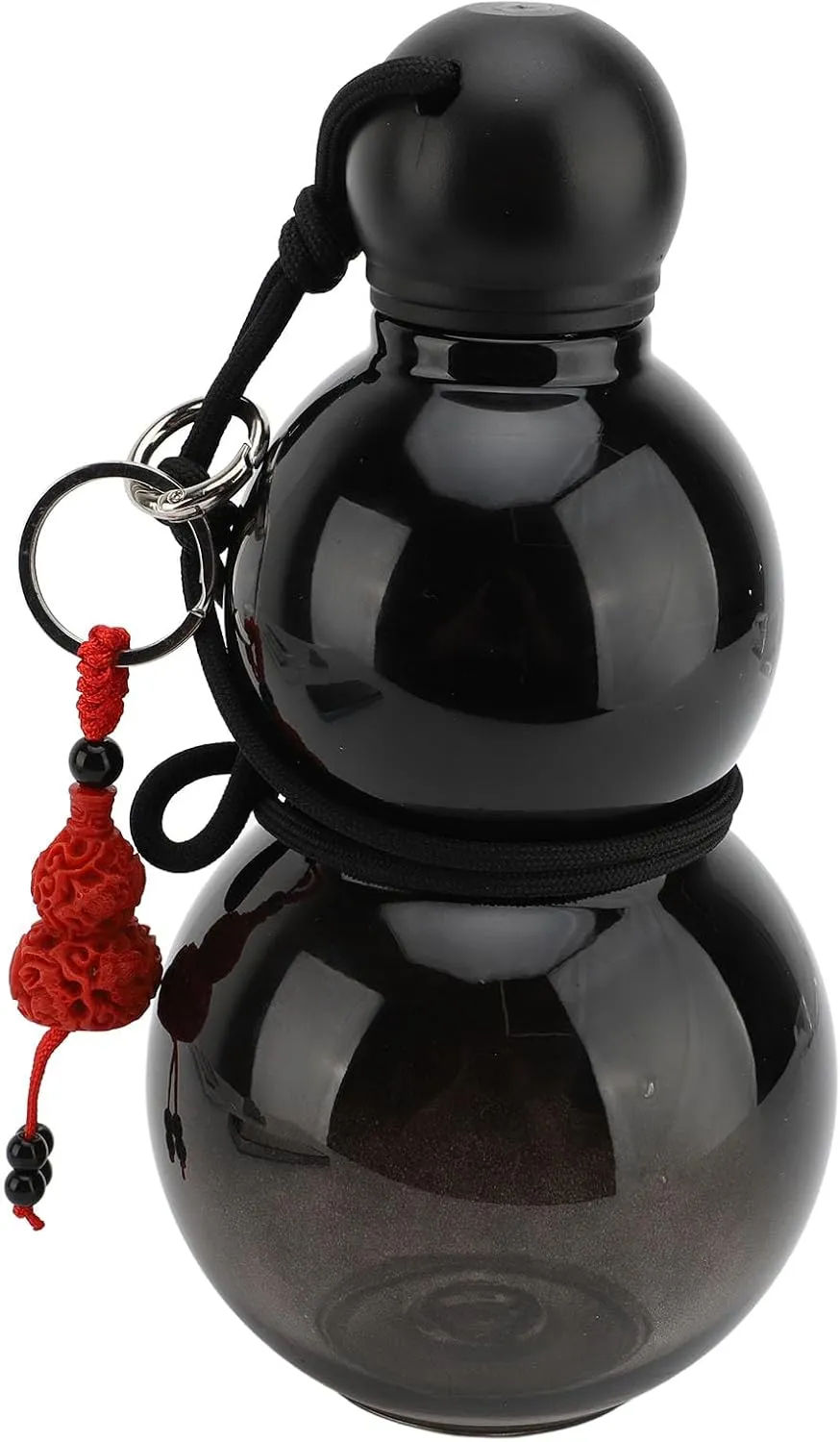Gourd Water Bottle, 800ml Retro Sports Water Bottle with Strap, Portable Gourd Style Design, Ideal for Travel and Daily Hydration (Black)