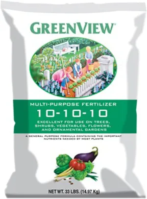 Greenview 10-10-10 General Multi Purpose Fertilizer for Trees, Shrubs, Plants, Vegetables, Home Gardening, and Newly Seeded Lawns, 30 Pound Bag