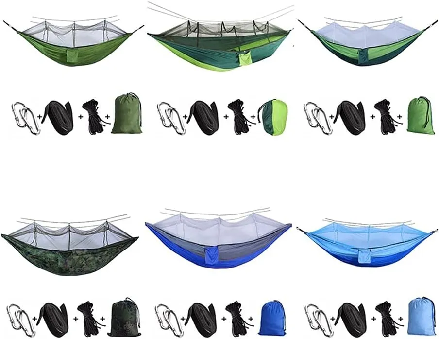 Hammock Handmade Portable Outdoor Camping Hammock 1-2 Person Go Swing with Mosquito Net Hanging Bed Ultralight Tourist Sleeping Hammock Swing, Camouflage