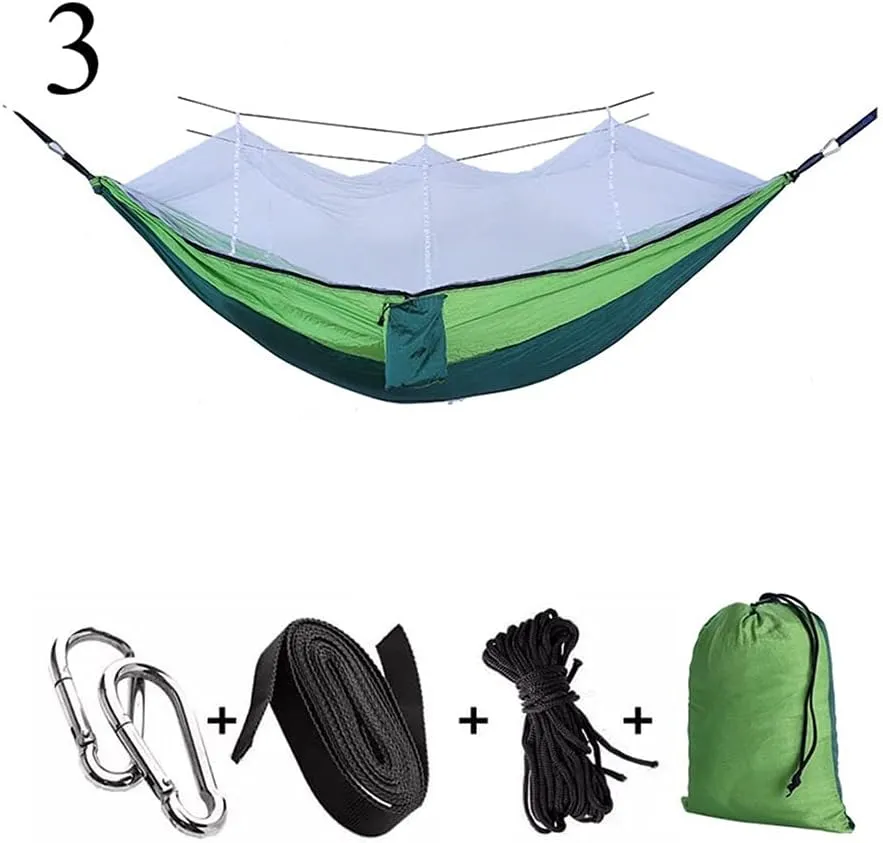 Hammock Handmade Portable Outdoor Camping Hammock 1-2 Person Go Swing with Mosquito Net Hanging Bed Ultralight Tourist Sleeping Hammock Swing, Fruit Green B