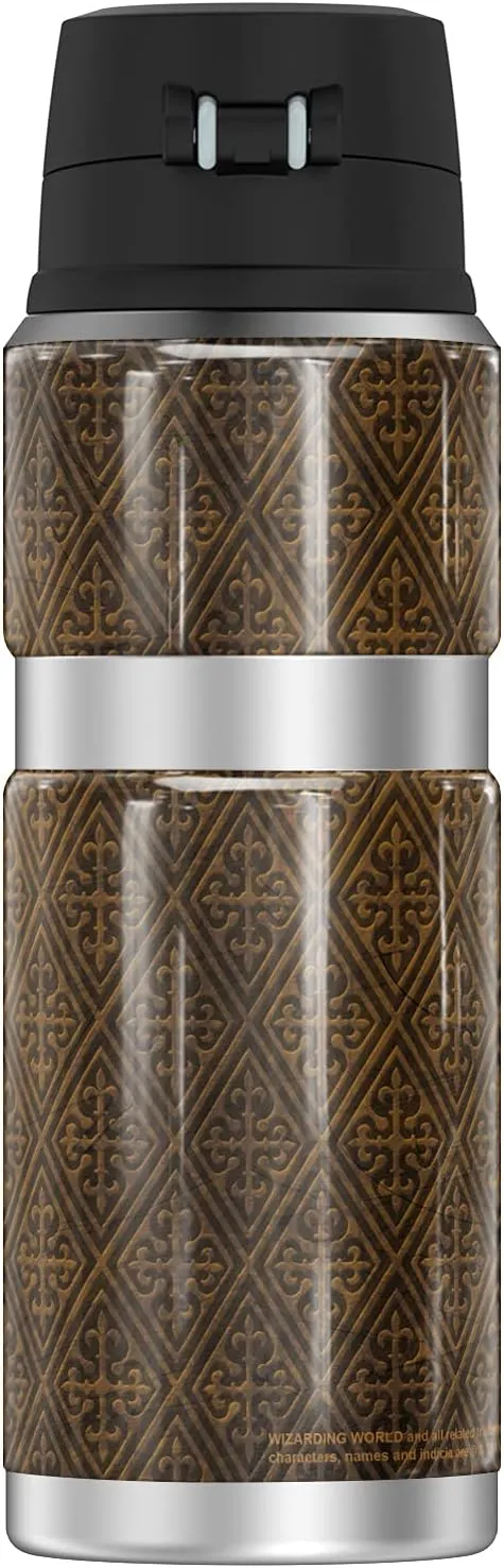 Harry Potter Hufflepuff House Crest THERMOS STAINLESS KING Stainless Steel Drink Bottle, Vacuum insulated & Double Wall, 24oz