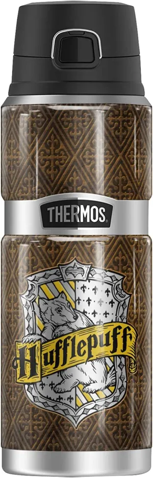 Harry Potter Hufflepuff House Crest THERMOS STAINLESS KING Stainless Steel Drink Bottle, Vacuum insulated & Double Wall, 24oz
