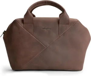 Heather's, Rectangular Purse with Zipper Closure for Women, Rustic Handbag, Travel Bag, Great for Makeup, Full Grain Leather, Handmade, Bourbon Brown