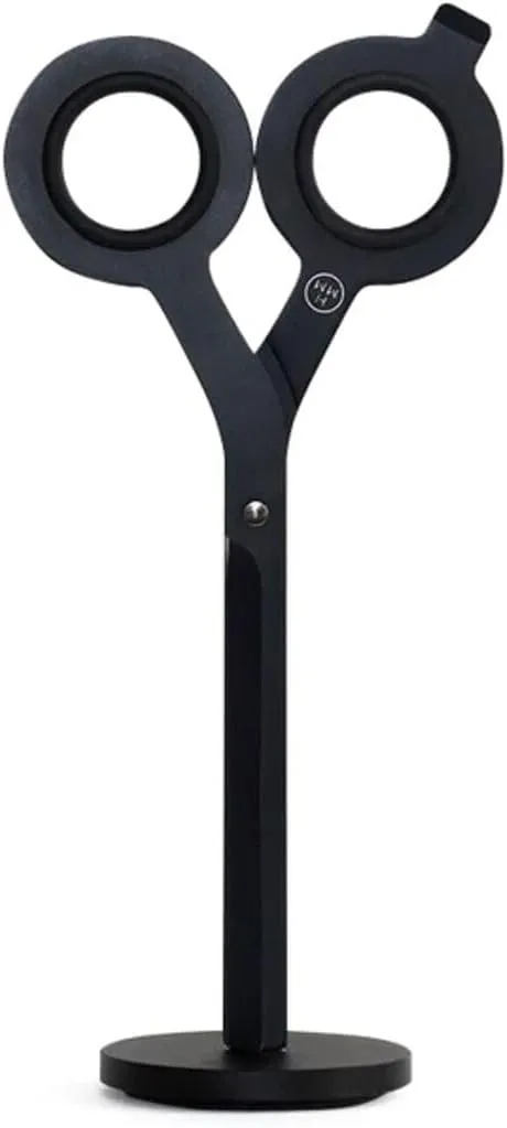 HMM Scissors - 2-in-1 All Purpose Scissors & Box Cutter - Heavy Duty, Lightweight, with Magnetic Brass Base for Office, Kitchen, & Crafts, Stainless Steel - Black