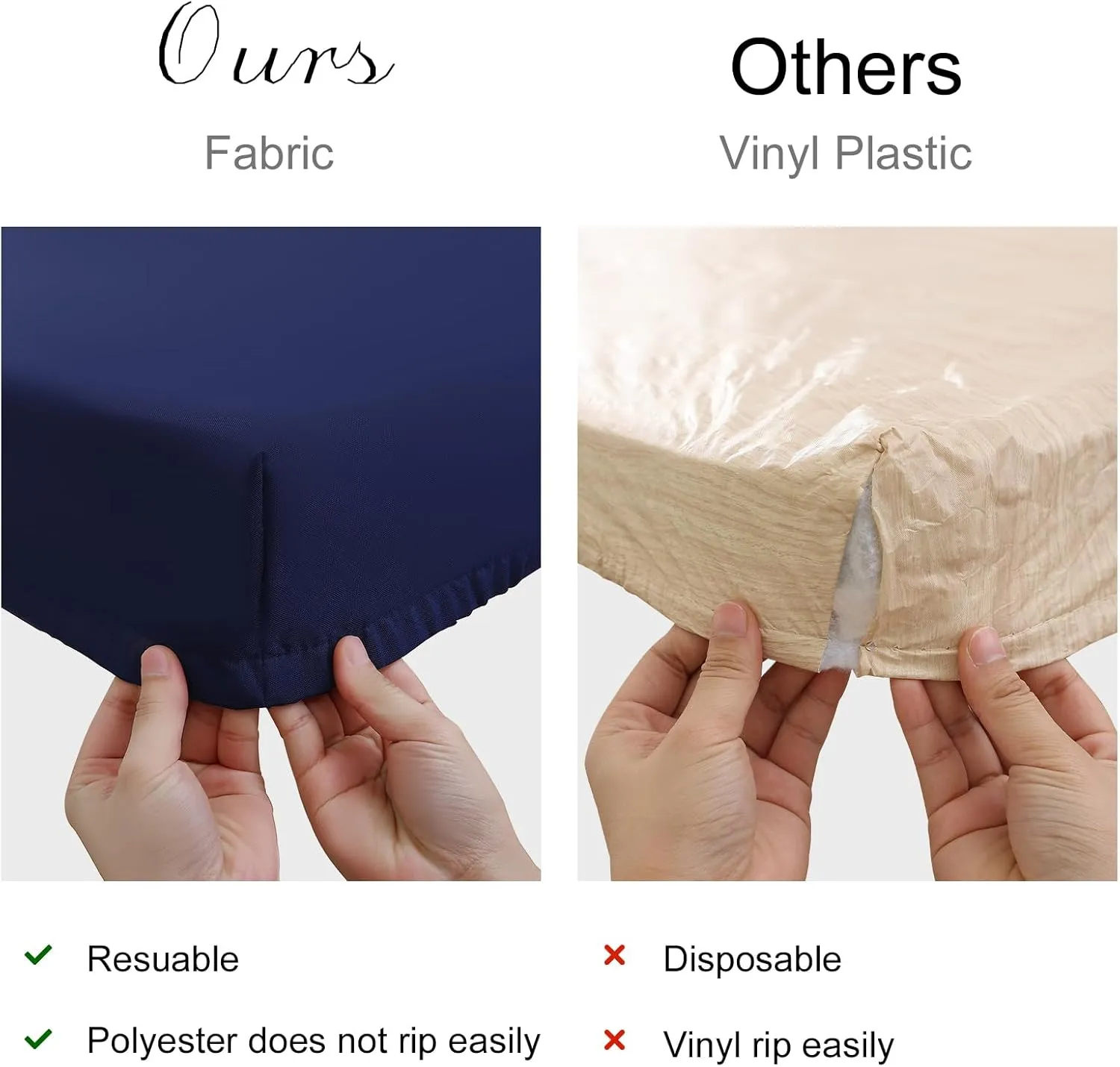 homing 2 Pack Rectangle Table Cloth, Elastic Fitted Fabric Tablecloth Fits for 8 Foot Folding Tables, Washable Table Cover for Picnic, Camping, Indoor & Outdoor (Navy Blue, 30" x 96")