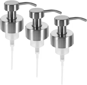 Homoyoyo 3Pcs Thread Mouth Foaming Soap Dispenser Pump Stainless Steel Replacement Lotion Shampoo Bottle Pumps for Bathroom Countertop