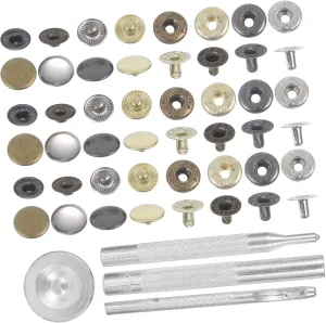 HOMSFOU 1 Set Metal Snap Fasteners Kit for Clothing DIY Snap Buttons with Color Options Setting Tools for Jackets Jeans Bags and Crafts