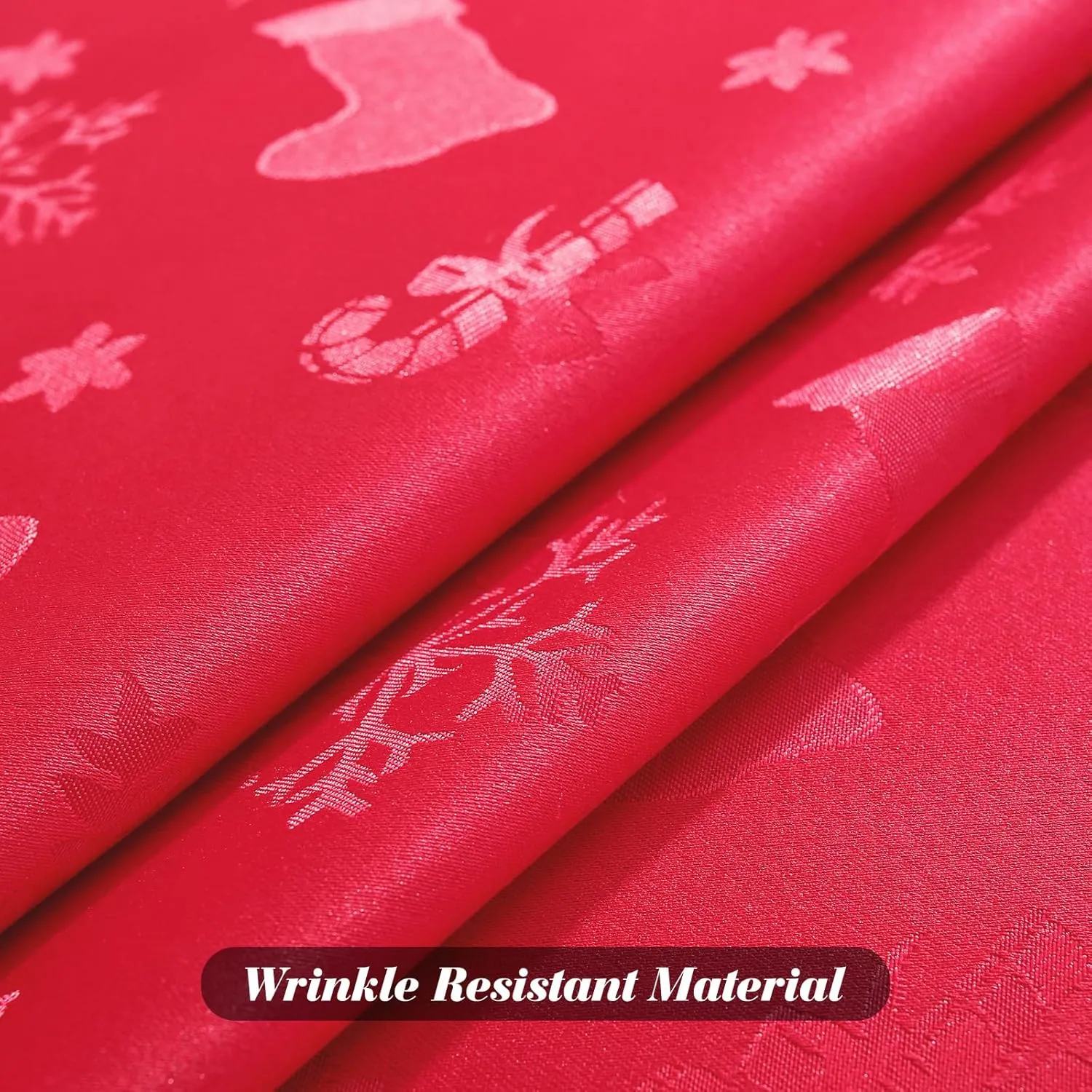Honellaty Christmas Rectangular Tablecloth, Spillproof Wrinkle Resistant Jacquard Table Cloth with Christmas Holiday-Themed Patterns for Dining Room & Holiday Decoration (Red,52" x 70" (4-6 Seats))