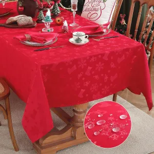 Honellaty Christmas Rectangular Tablecloth, Spillproof Wrinkle Resistant Jacquard Table Cloth with Christmas Holiday-Themed Patterns for Dining Room & Holiday Decoration (Red,52" x 70" (4-6 Seats))