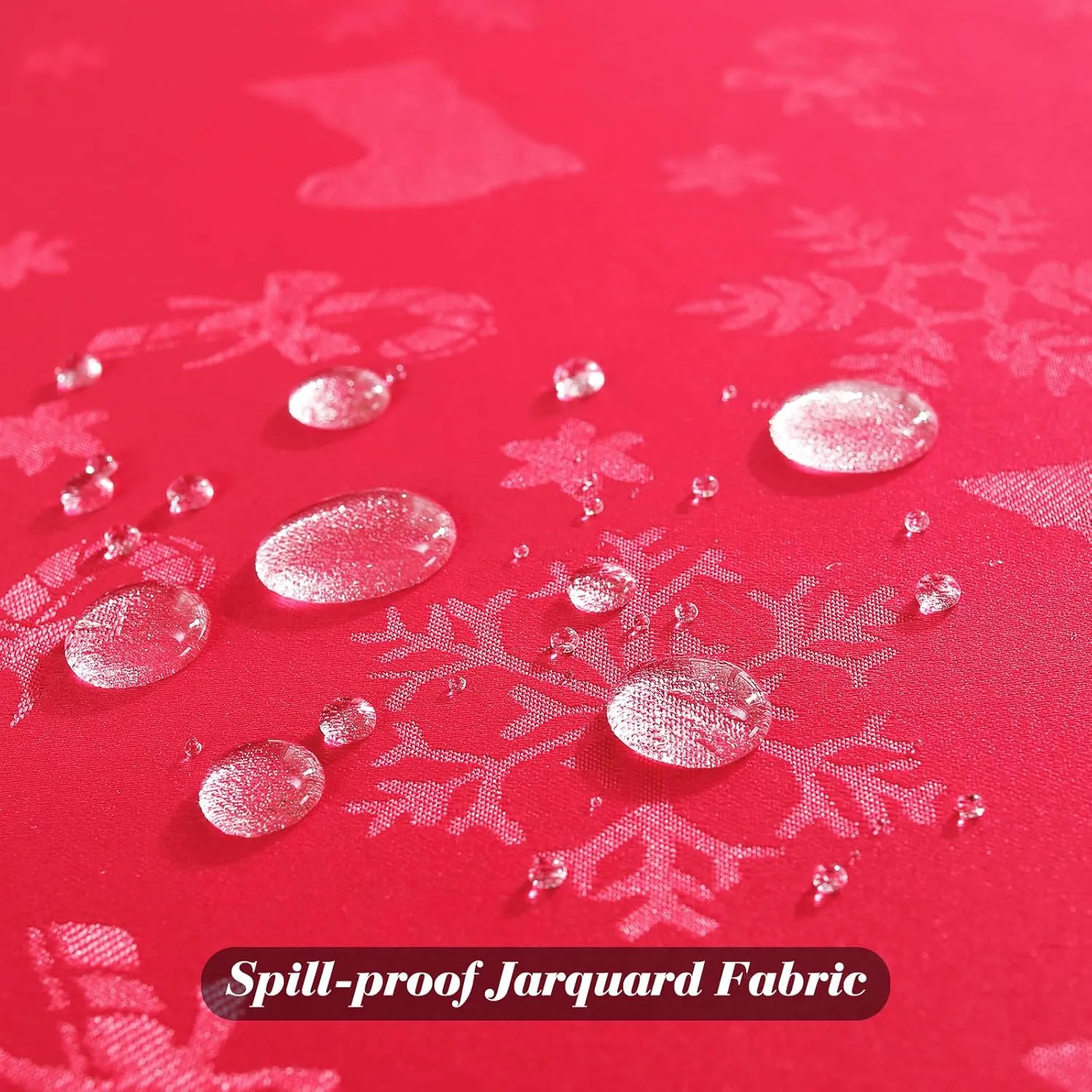 Honellaty Christmas Rectangular Tablecloth, Spillproof Wrinkle Resistant Jacquard Table Cloth with Christmas Holiday-Themed Patterns for Dining Room & Holiday Decoration (Red,52" x 70" (4-6 Seats))