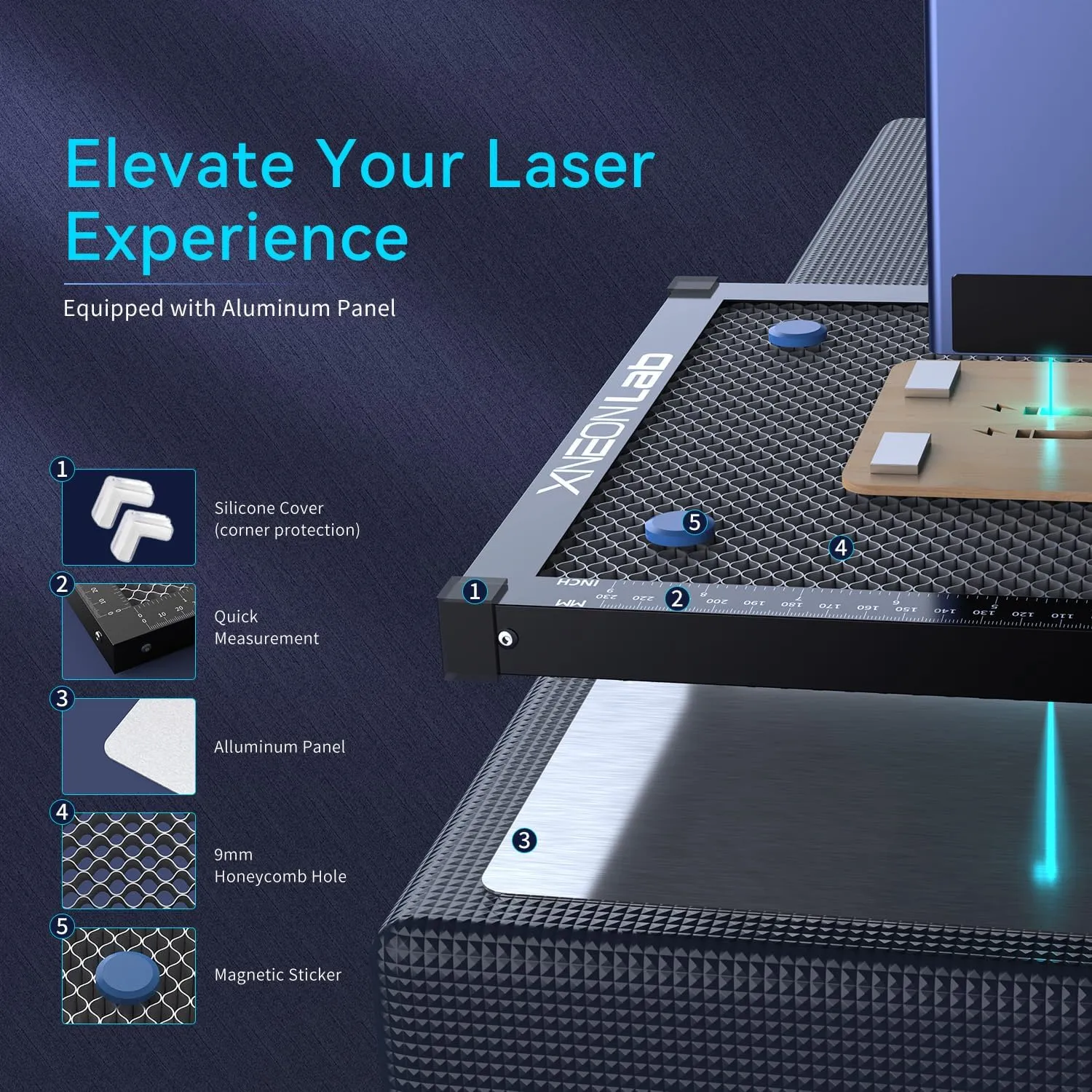 Honeycomb Laser Bed - 500 × 500 × 22mm Working Table with Aluminum Panel for XTool D1 /D1 Pro and Most Engraver Cutting Machine,Engraver Machine Accessories for Smooth Cut