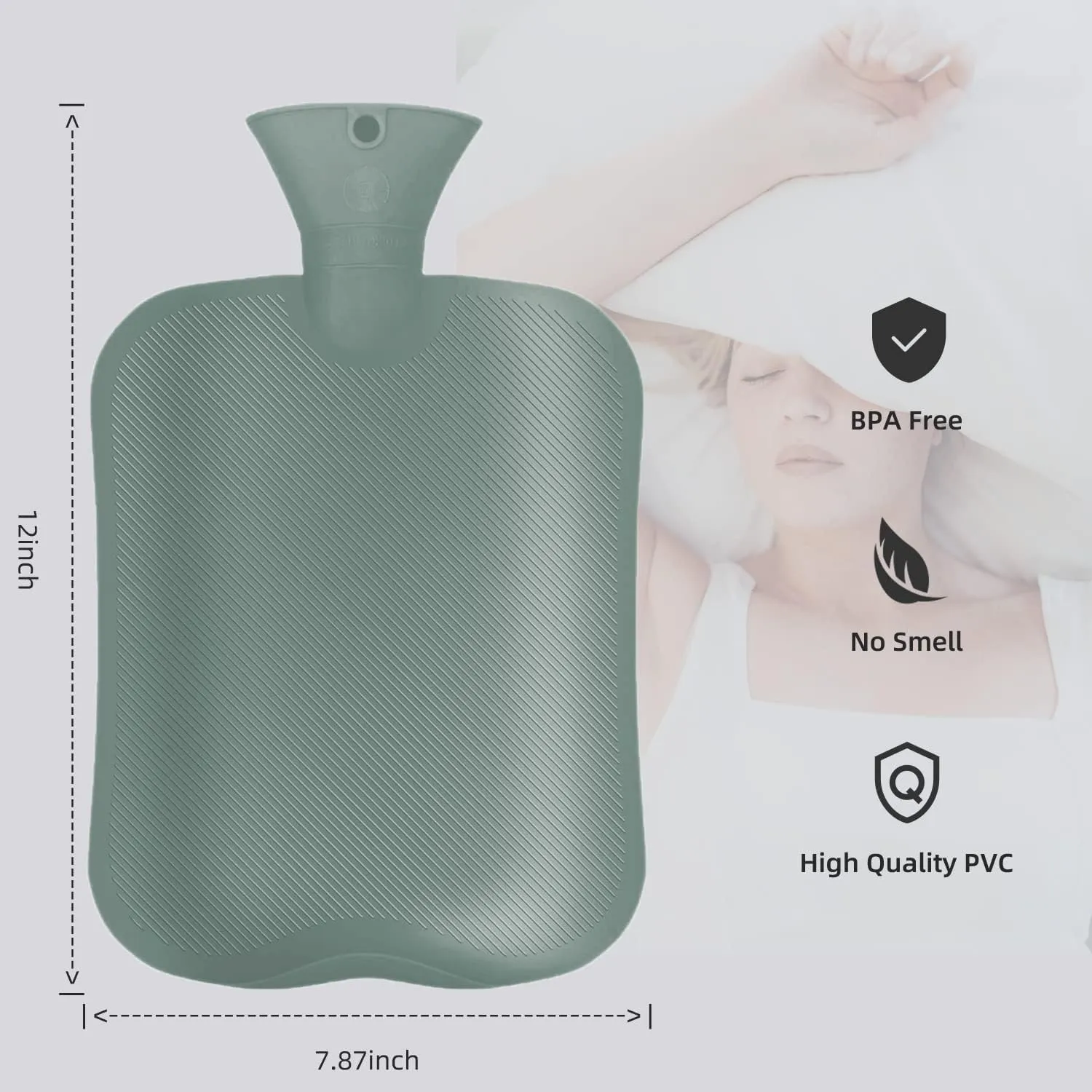 Hot Water Bottle with Classic Striped Cover, 2L Hot Water Bag for Menstrual Cramps, Neck and Shoulder Pain Relief, Hot and Cold Therapies, Hand Feet Warmer