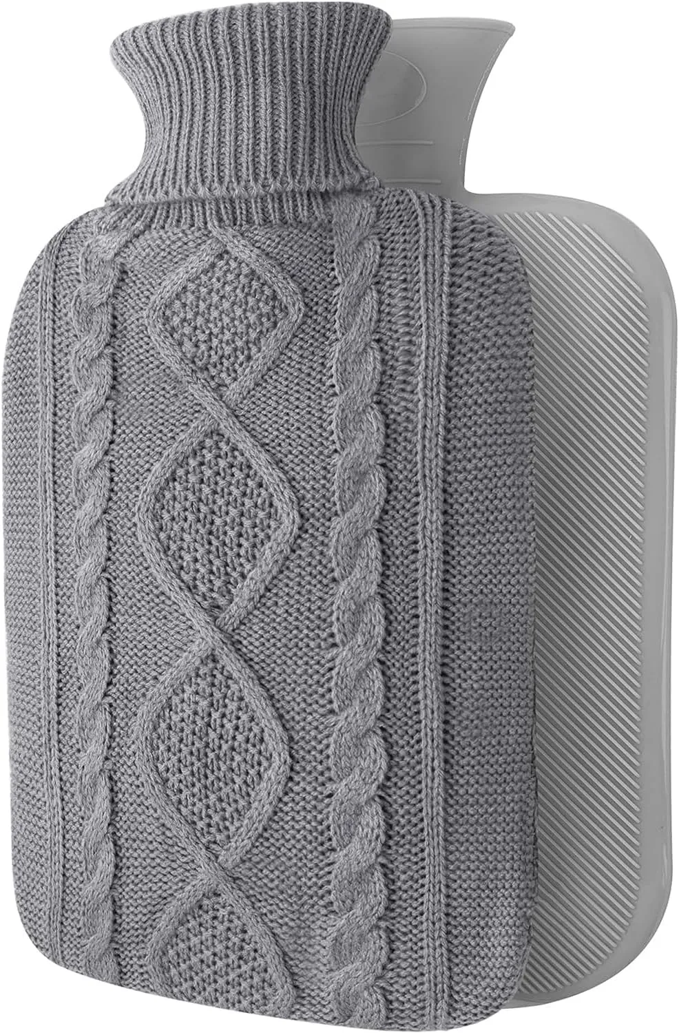 Hot Water Bottle with Cover - Premium Soft Knitted Cover - 2L Large Capacity - Hot Water Bag for Pain Relief, Neck and Shoulders, Back & Cosy Nights