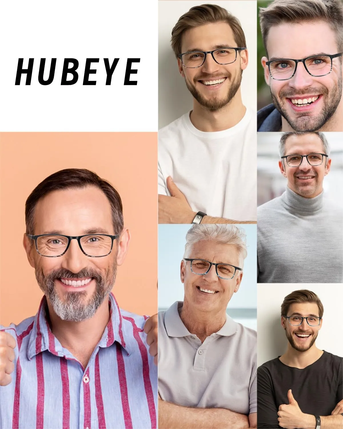 Hubeye 3 Pairs TR90 Sports Reading Glasses for Men and Women Ultralight Flexible Anti-Blue Light Readers  0.0