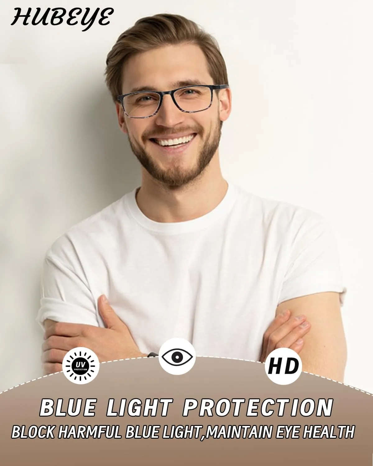 Hubeye 3 Pairs TR90 Sports Reading Glasses for Men and Women Ultralight Flexible Anti-Blue Light Readers  0.0
