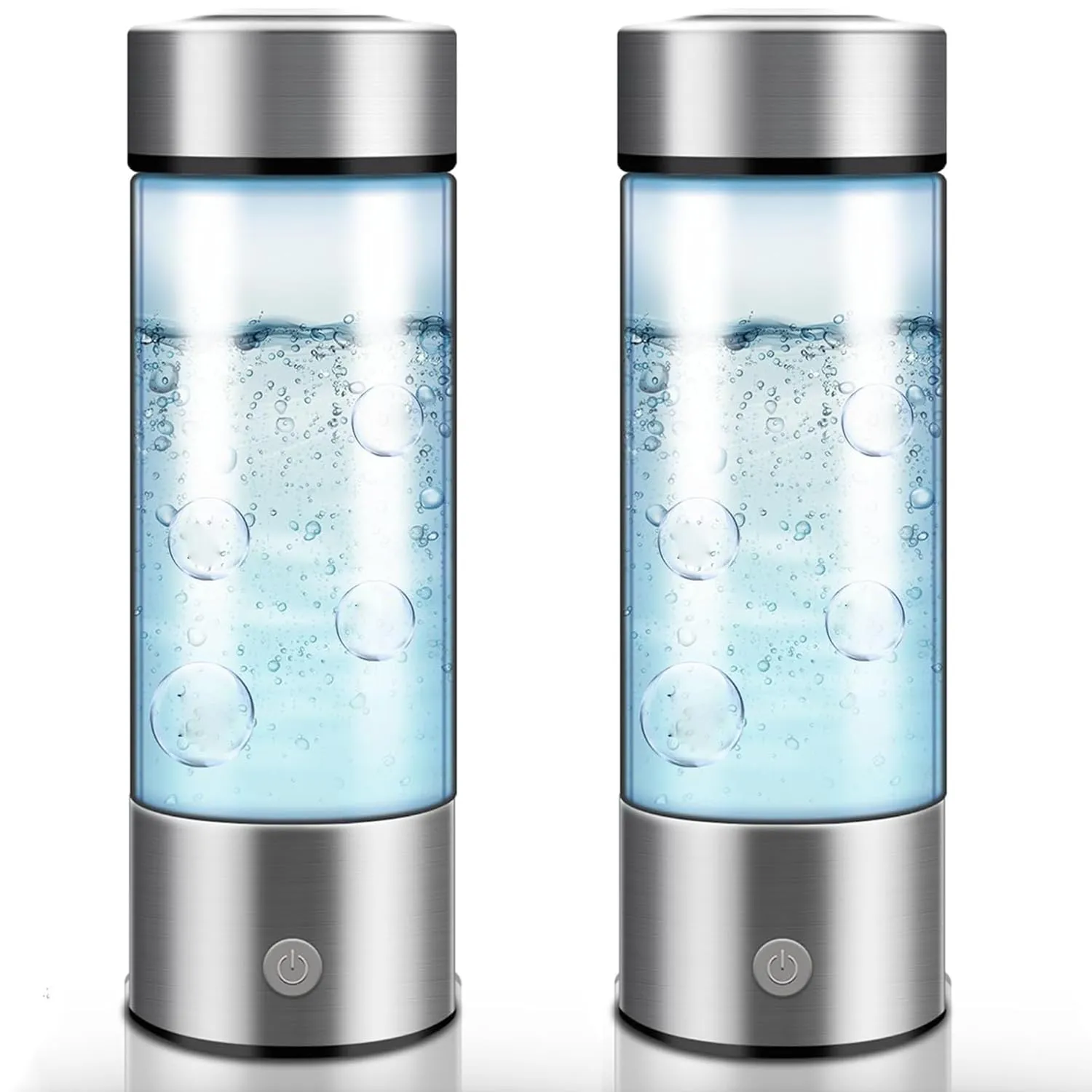 Hydrogen Water Bottle 14oz - 2024 Portable Hydrogen Water Ionizer Machine - Hydrogen Water Generator - Hydrogen Rich Water Glass Health Cup for Home Office Travel (2 Pack)
