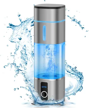 Hydrogen Water Bottle 6000-8000PPB, 2 Modes Rechargeable Portable Hydrogen Water Bottle Generator,Ion Water Bottle with LED Display, Water Ionizer Machine Suitable for Office,Travel and Daily Drinking