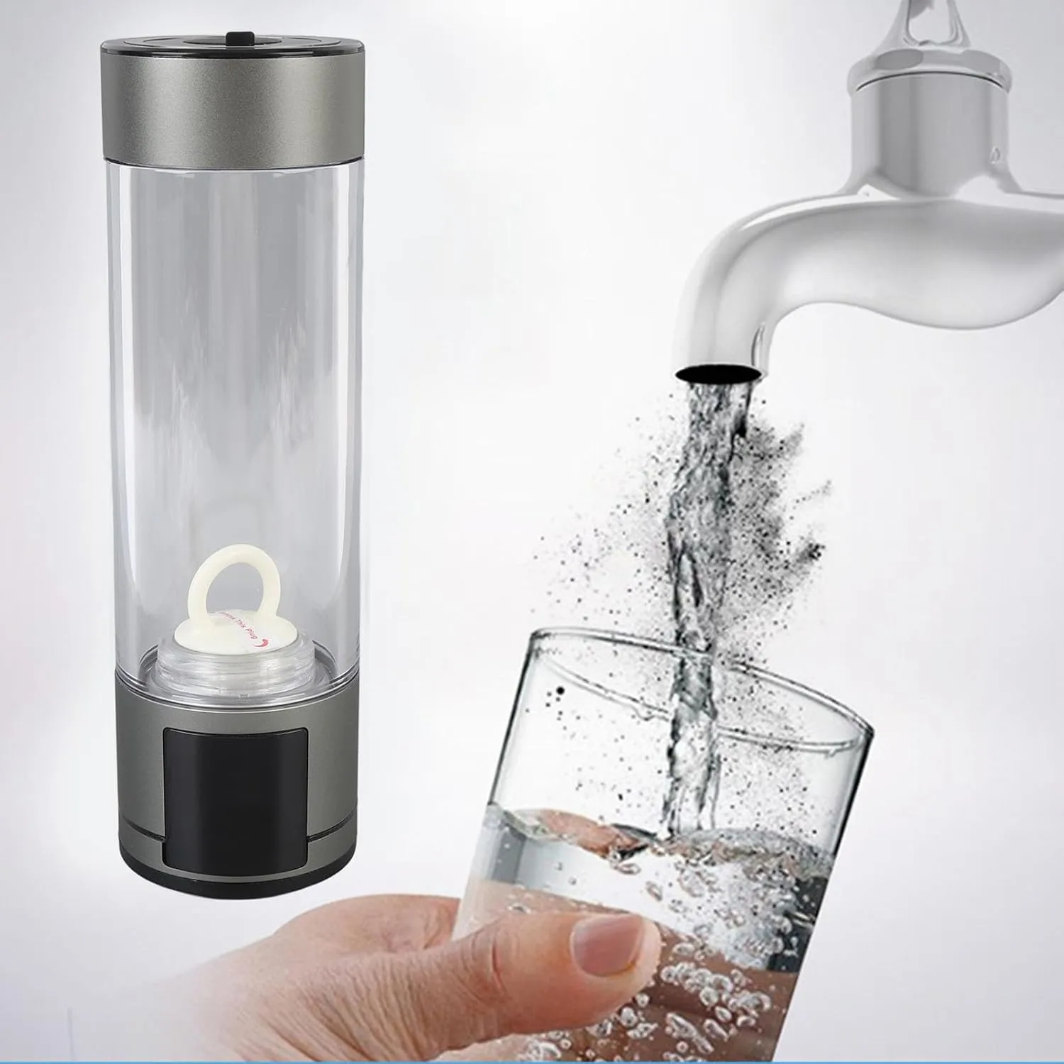 Hydrogen Water Bottle Generator, 400ml Portable Water Ionizer Machine Rechargeable Hydrogen Rich Water Glass Health Cup for Home Office Travel and Daily Drinking