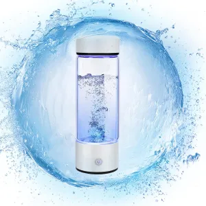 Hydrogen Water Bottle Generator, Glass Portable Hydrogen Water Bottle with SPE PEM Technology Hydrohealth, Ion Bottles Hydrogen Water Ionizer for Office, Home, Travel, Daily Drinking
