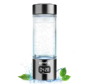 Hydrogen Water Bottle Generator,Portable Rechargeable Hydrogen Water Machine with SPE PEM Tech and LED Timer Display,Ionizer Water for Home,Office,Travel,Fitness,Outdoor (Black, 8.4*Φ2.6)