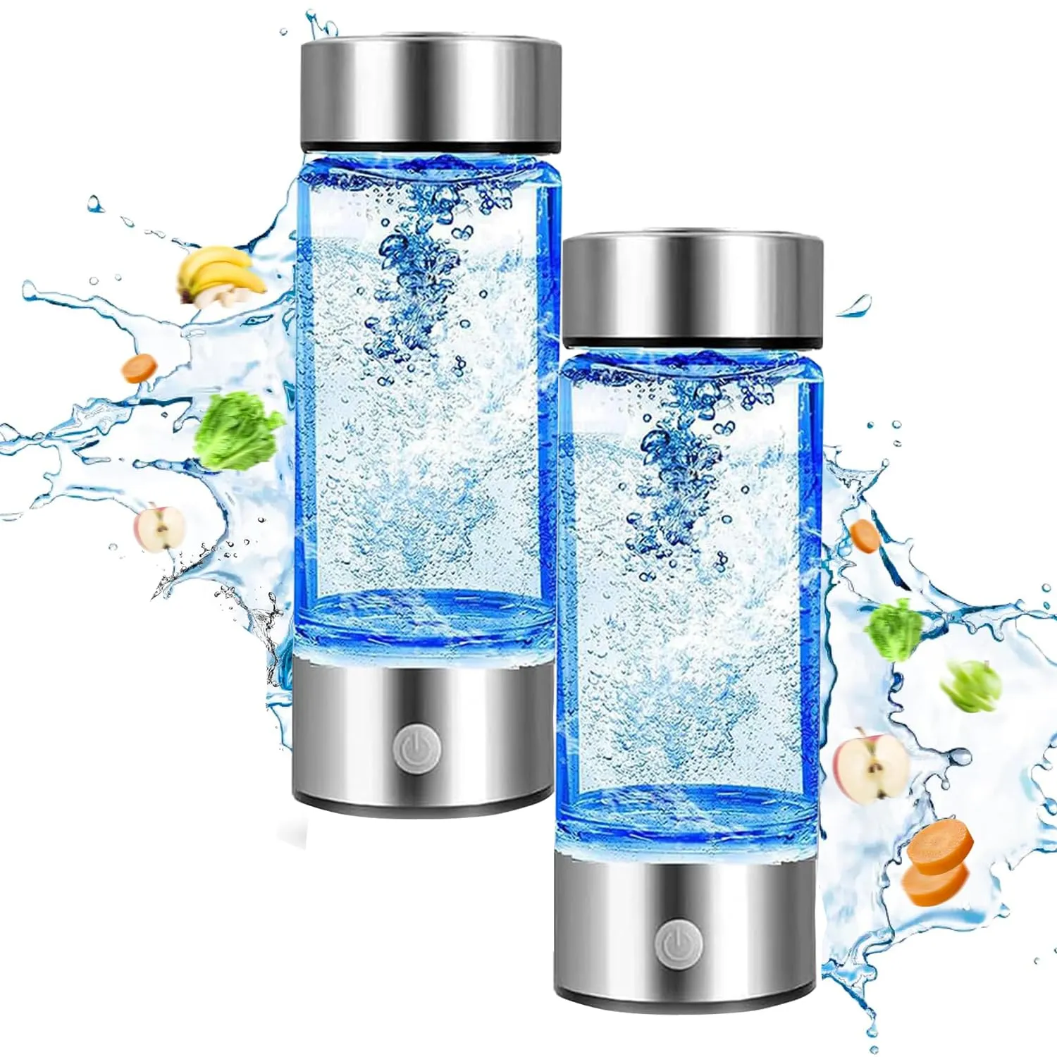 Hydrogen Water Bottle, Portable Hydrogen Water Generator Machine, 3Min Quick Electrolysis Improve Water, Healthy Hydration Hydrogen Rich Water Ionizer Cup for Home Travel Office Exercise (2PCS)