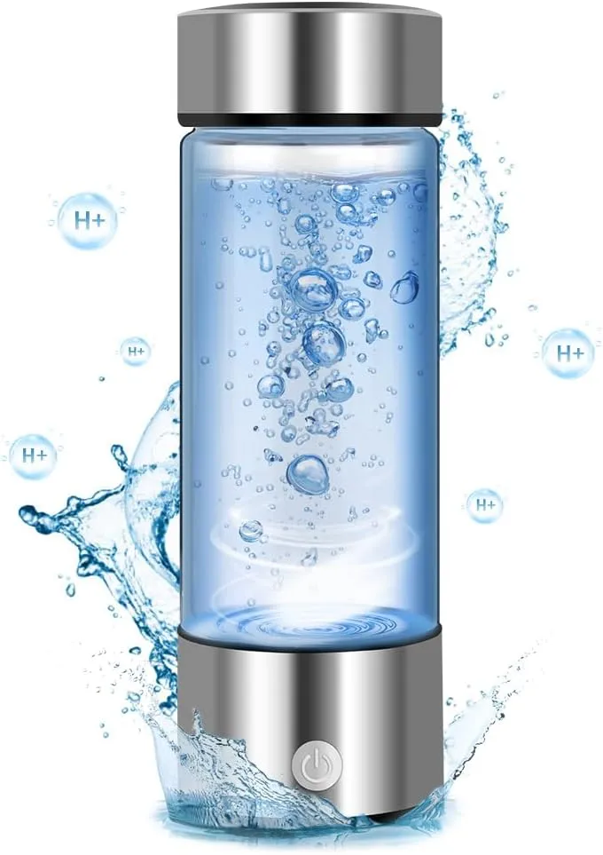 Hydrogen Water Bottle,420ml Hydrogen Water,Hydrogen Water Bottle Generator Improve Water Quality in 3 Minutes,Portable Hydrogen Water Ionizer Machine for Home,Office and Travel(Silver)