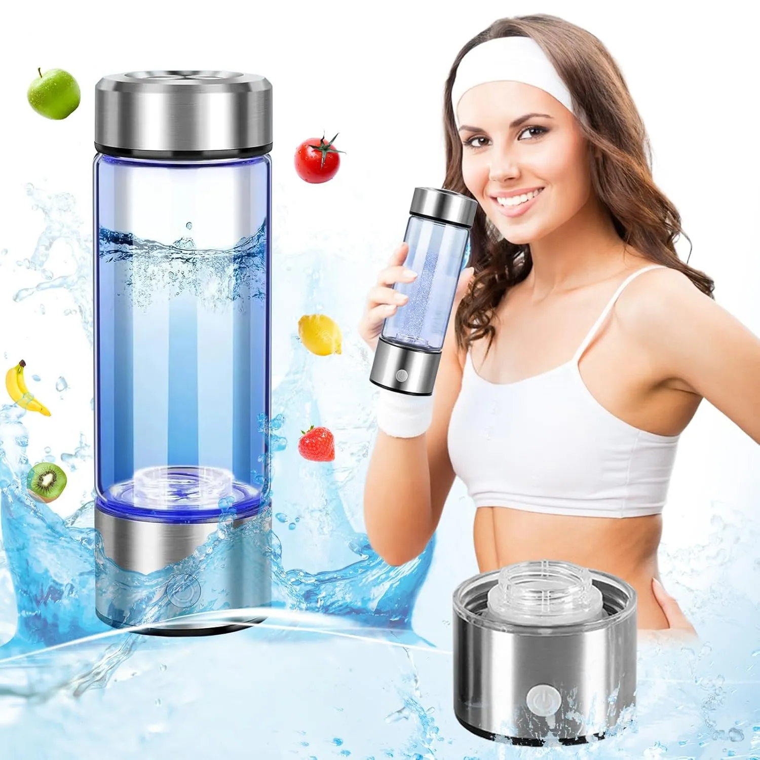 Hydrogen Water Bottles, 2 in 1 Hydrogen Water Generators with PEM SPE Technology,Sports Outdoors Water Bottles,Hydrogen Water for Home, Office, Daily Drinking