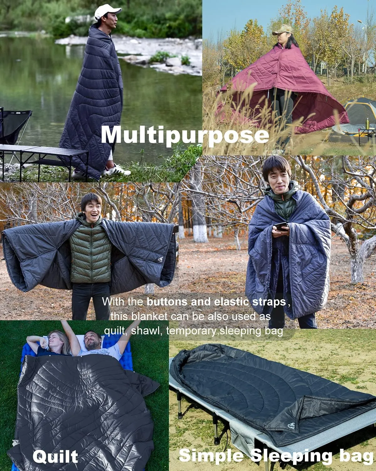 iClimb 3M Thinsulate Insulation Warm Camping Blanket Ultralight Compact (Green)