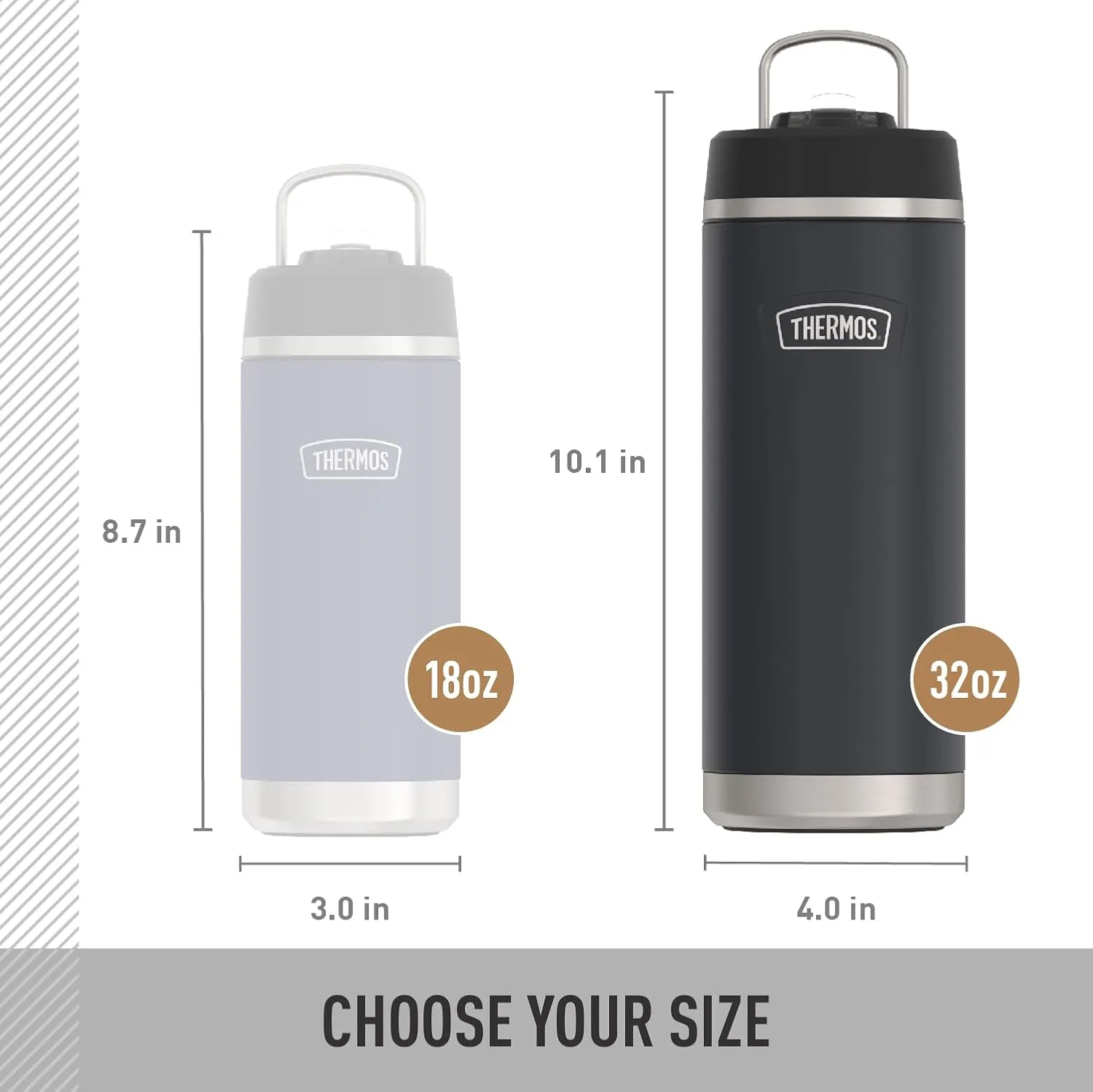 ICON SERIES BY THERMOS Stainless Steel Water Bottle with Straw Lid, 32 Ounce, Matte Stainless Steel