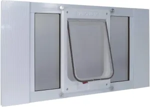 Ideal Pet Products Aluminum Sash Window Pet Door, Adjustable to Fit Window Widths from 33" to 38", Chubby Kat 7-1/2” x 10-1/2” Flap Size