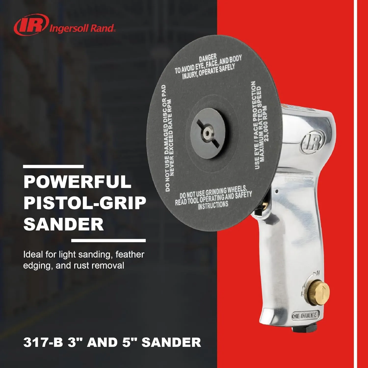 Ingersoll Rand 317-B - 3" and 5" Sander, Fiber Pad, 18000 RPM, 0.45 HP