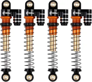 INJORA 43mm Aluminum Threaded Double Barrel Shocks Dampers for Axial SCX24(Gold)