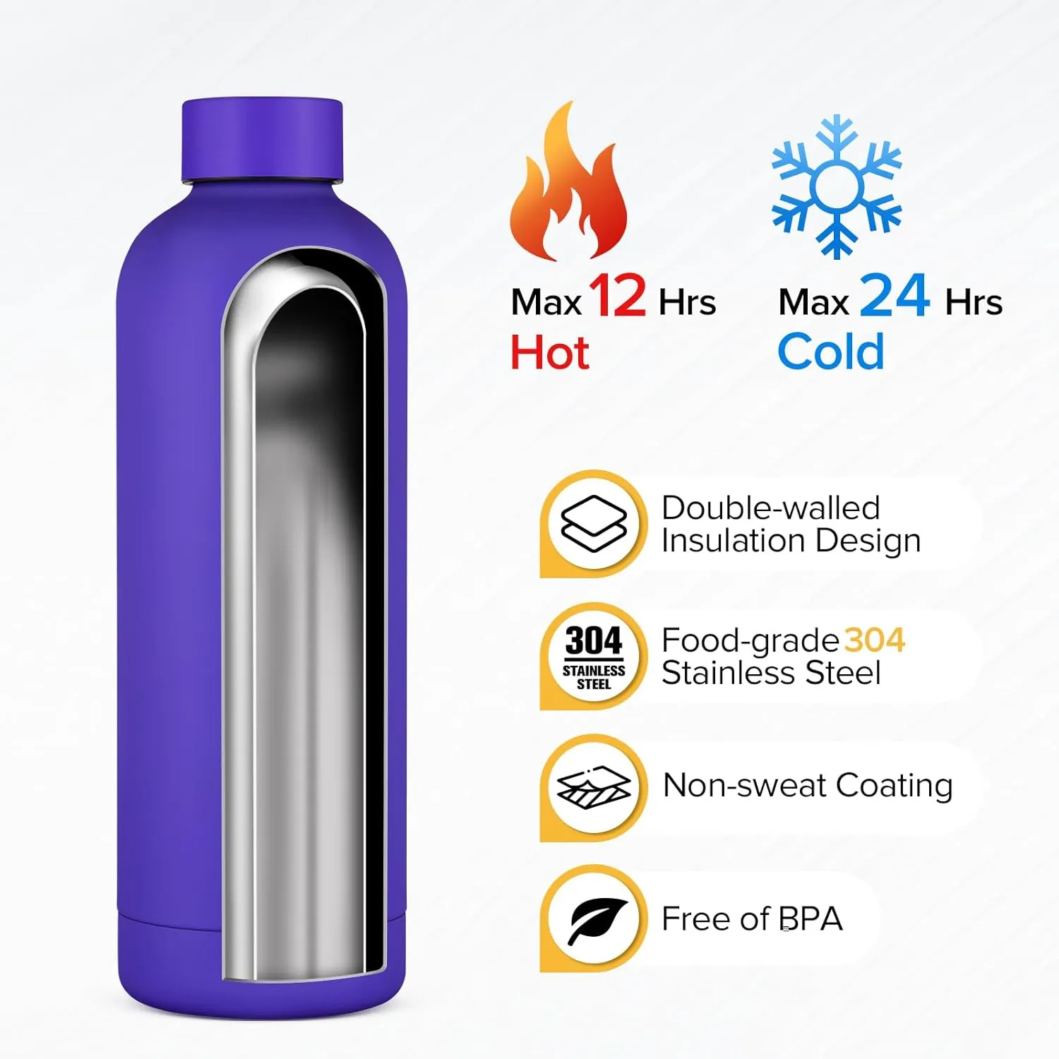 Insulated Water Bottle with Lid, 25 oz Reusable Leak-Proof Metal Stainless Steel Water Bottles for Travel, Sports, Gym, Outdoor (Dark Blue)