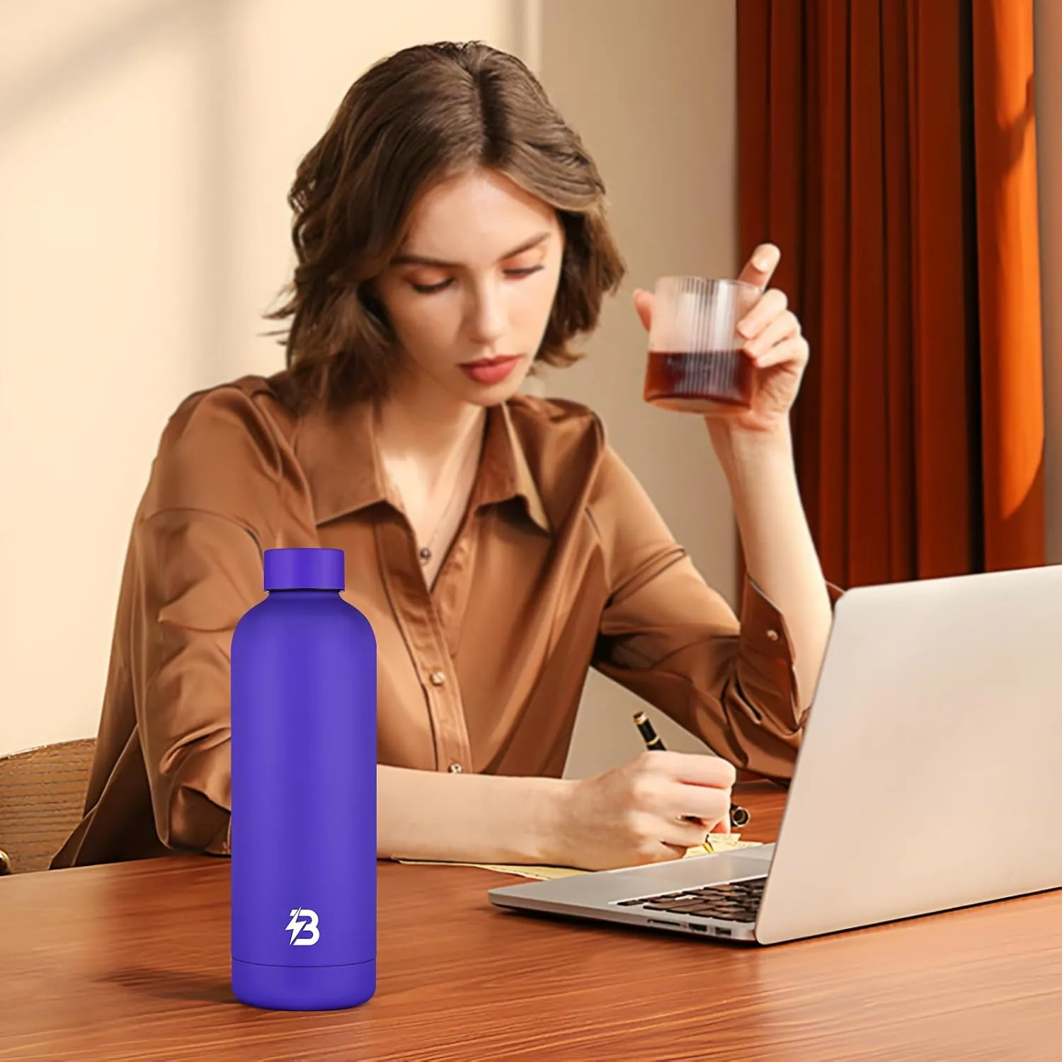 Insulated Water Bottle with Lid, 25 oz Reusable Leak-Proof Metal Stainless Steel Water Bottles for Travel, Sports, Gym, Outdoor (Dark Blue)