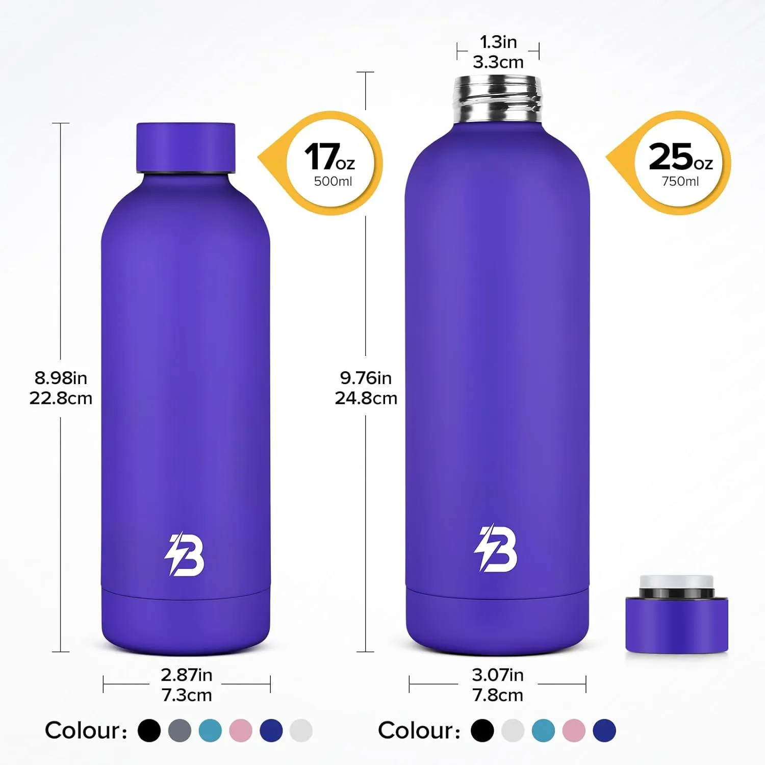 Insulated Water Bottle with Lid, 25 oz Reusable Leak-Proof Metal Stainless Steel Water Bottles for Travel, Sports, Gym, Outdoor (Dark Blue)