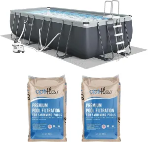 Intex Above Ground Swimming Pool Set, Ultra XTR 24' x 12' x 52" Rectangular Frame Bundled with OptiFlow Premium Filter Sand, 50 lb Bag