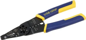 IRWIN VISE-GRIP Wire Stripper, 8 inch, Cuts 10-22 AWG, Plier Style Nose, ProTouch Grip for Maximum Comfort (2078309)