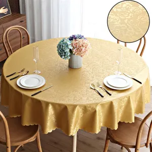 Jacquard Waterproof Tablecloth Tablecloth Wipeable Table Cloth Table Cover for Indoor Outdoor, Patio, Kitchen and Dining Room Round 85" Inch Rose Gold