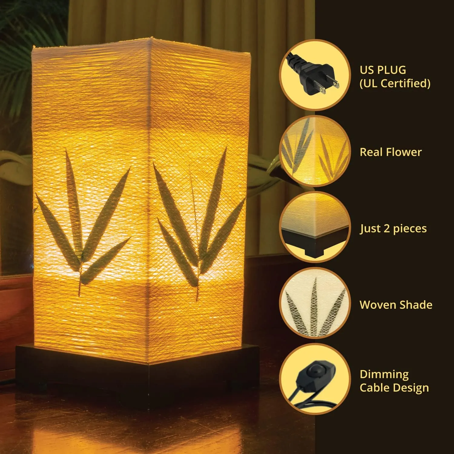 Japanese Lamp Lantern Asian - Table Lamp Japanese Decor Bamboo Lamp for Nightstand, Dresser, Living Room, Kids Room, Dorm, Office - Instructions   Lightbulb Included