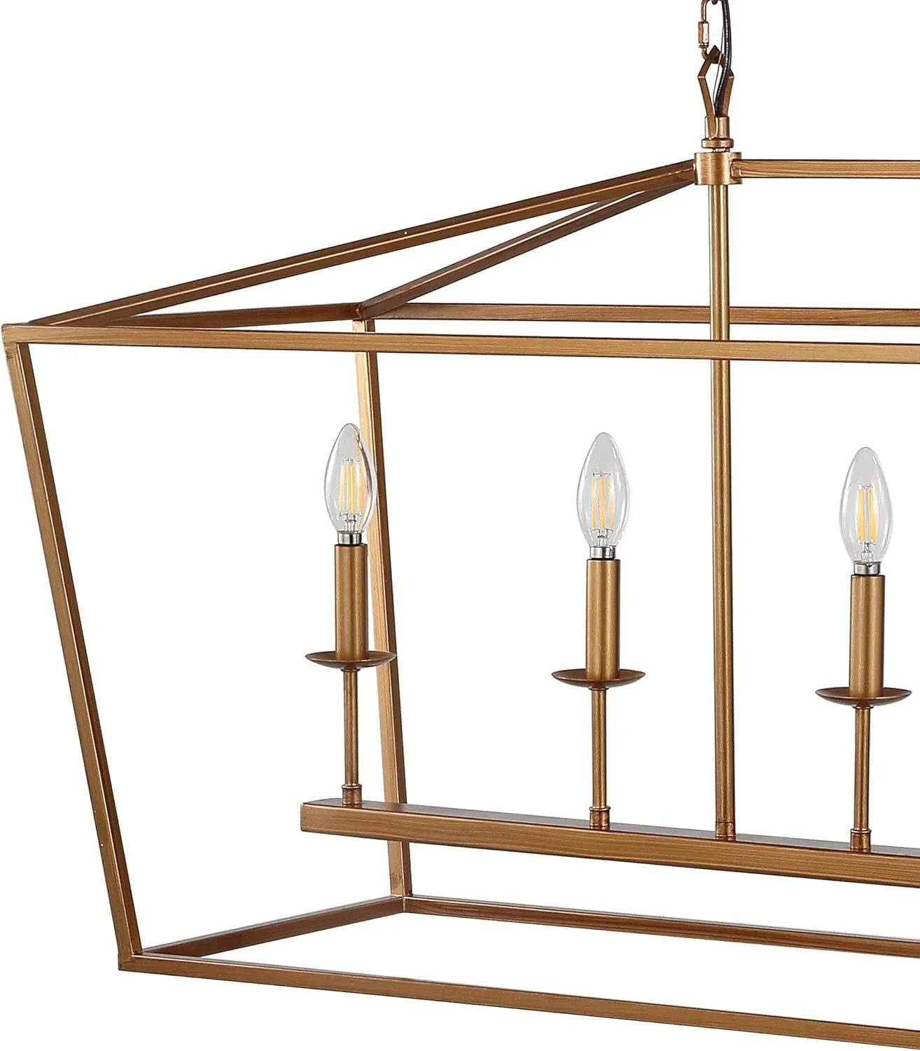 JONATHAN Y JYL7439B Pagoda Lantern Dimmable Adjustable Metal LED Pendant Classic Traditional Farmhouse Dining Room Living Room Kitchen Foyer Bedroom Hallway, 49 in, Antique Gold