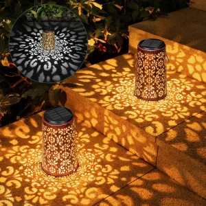 JSOT Solar Lanterns - Solar Lanterns Lights Outdoor Waterproof Gift for Women Mom Grandma, Metal Hanging Lights Decorative for Patio Garden Yard Backyard Porch Table Tree , Cool/Warm Light, 2 Pack