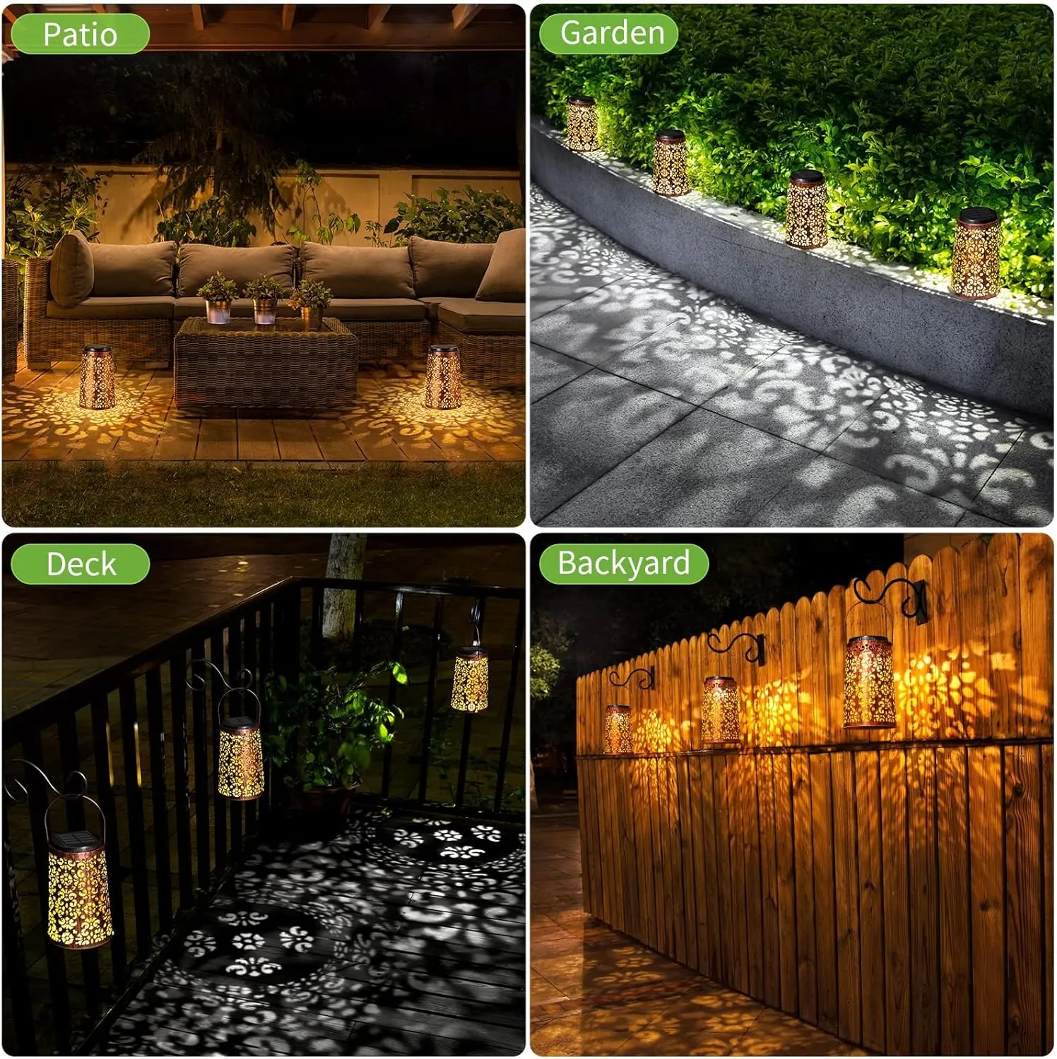 JSOT Solar Lanterns - Solar Lanterns Lights Outdoor Waterproof Gift for Women Mom Grandma, Metal Hanging Lights Decorative for Patio Garden Yard Backyard Porch Table Tree , Cool/Warm Light, 2 Pack