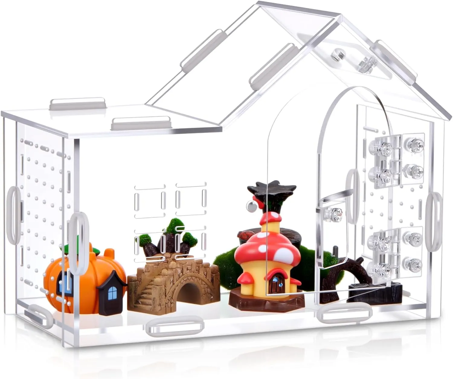 Jumping Spider Enclosure 7. 9 x 5. 9 x 3. 9 Inches Large Acrylic Tarantula Enclosure Reptile Habitat with Handle and Magnetic Door for Reptiles, Amphibians and Spiders
