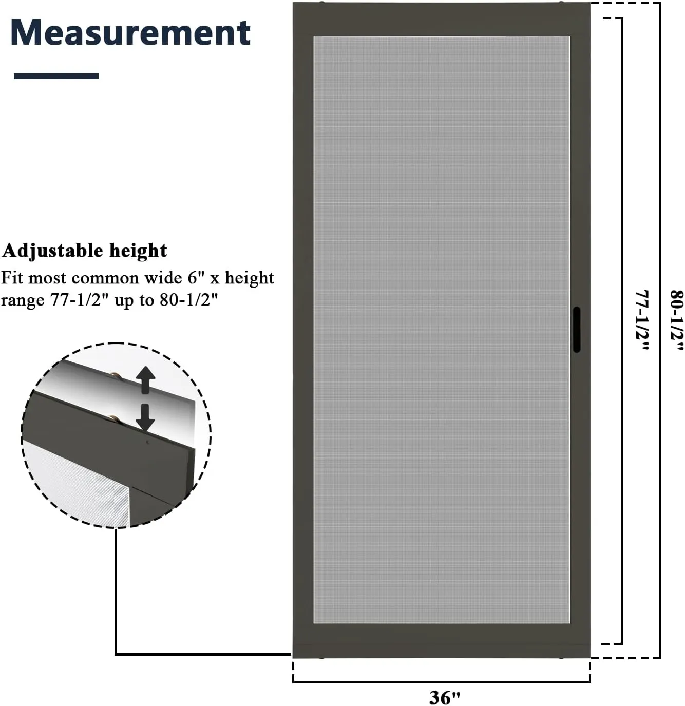 K.D. Heavy Duty Aluminum Sliding Patio Screen Door Kit - 2.5" Frame Insect Proof for Patio Backyard Kitchen and Bedroom (Brown, 36''x80'')