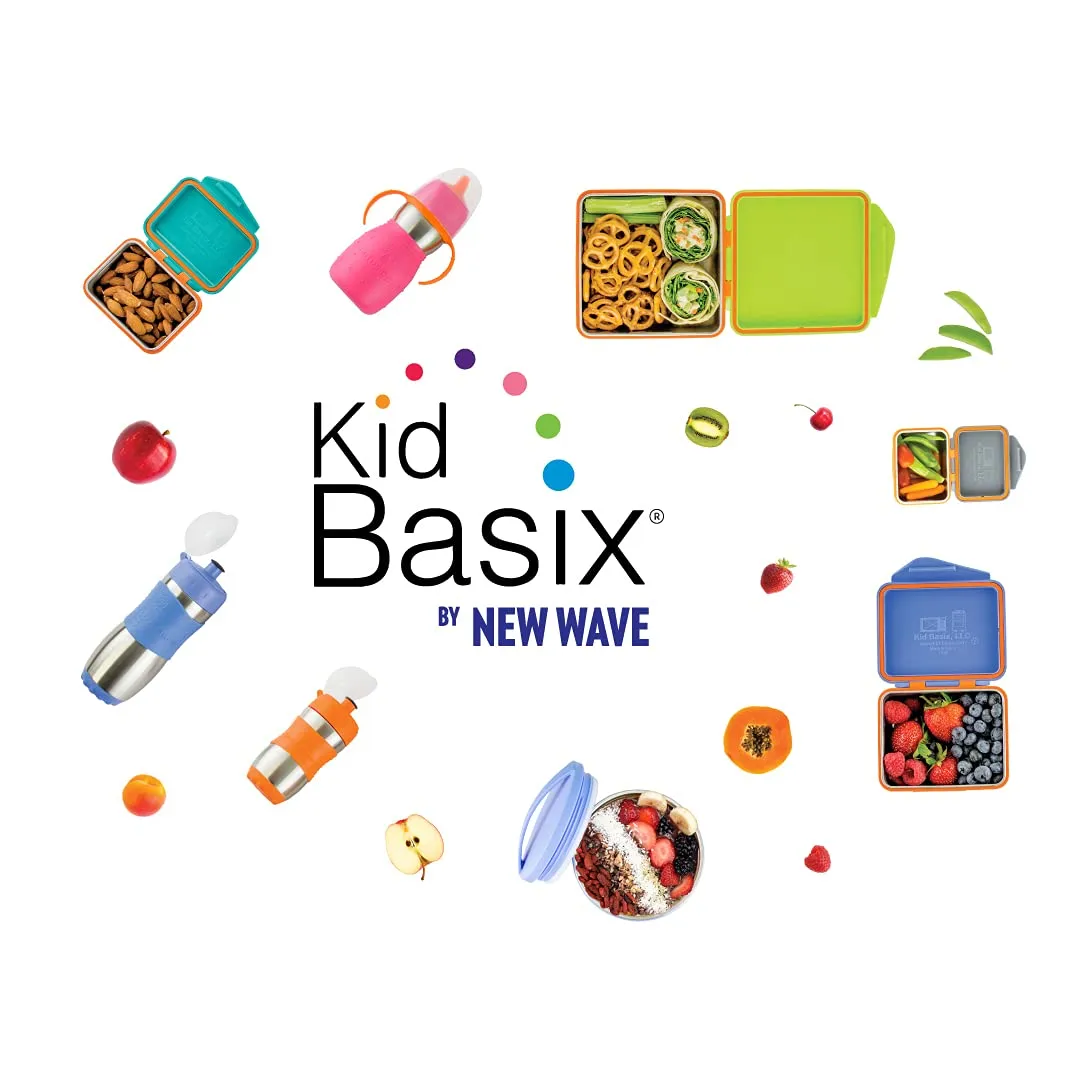 Kid Basix Safe Sporter, Lunch & Sport Stainless Steel Water Bottle, Easy Pull Spout, Mud Cap, Dishwasher Safe, Holds 16oz, Blue
