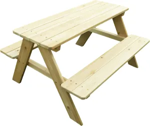 Kids Wooden Picnic Bench Outdoor Patio Dining Table, 37 x 10.8 x 4.9, Brown