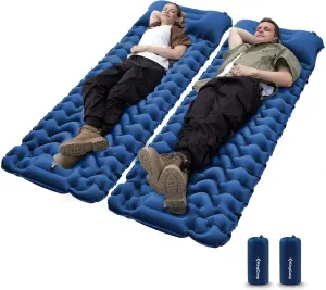 KingCamp Sleeping Pad for Camping, Inflatable Sleeping Pad Ultralight Connectable Camping Mattress with Pillow Built-in Foot Pump for Backpacking Hiking Tent Cot
