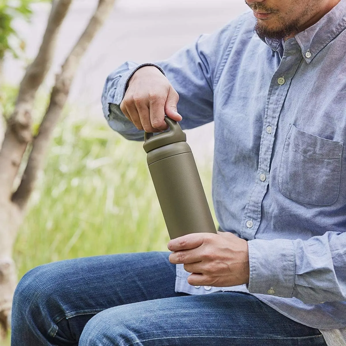 KINTO 21094 Day-off Tumbler, 16.9 fl oz (500 ml), Navy, Double Wall Vacuum Construction, Thermal and Cold Insulation, Water Bottle