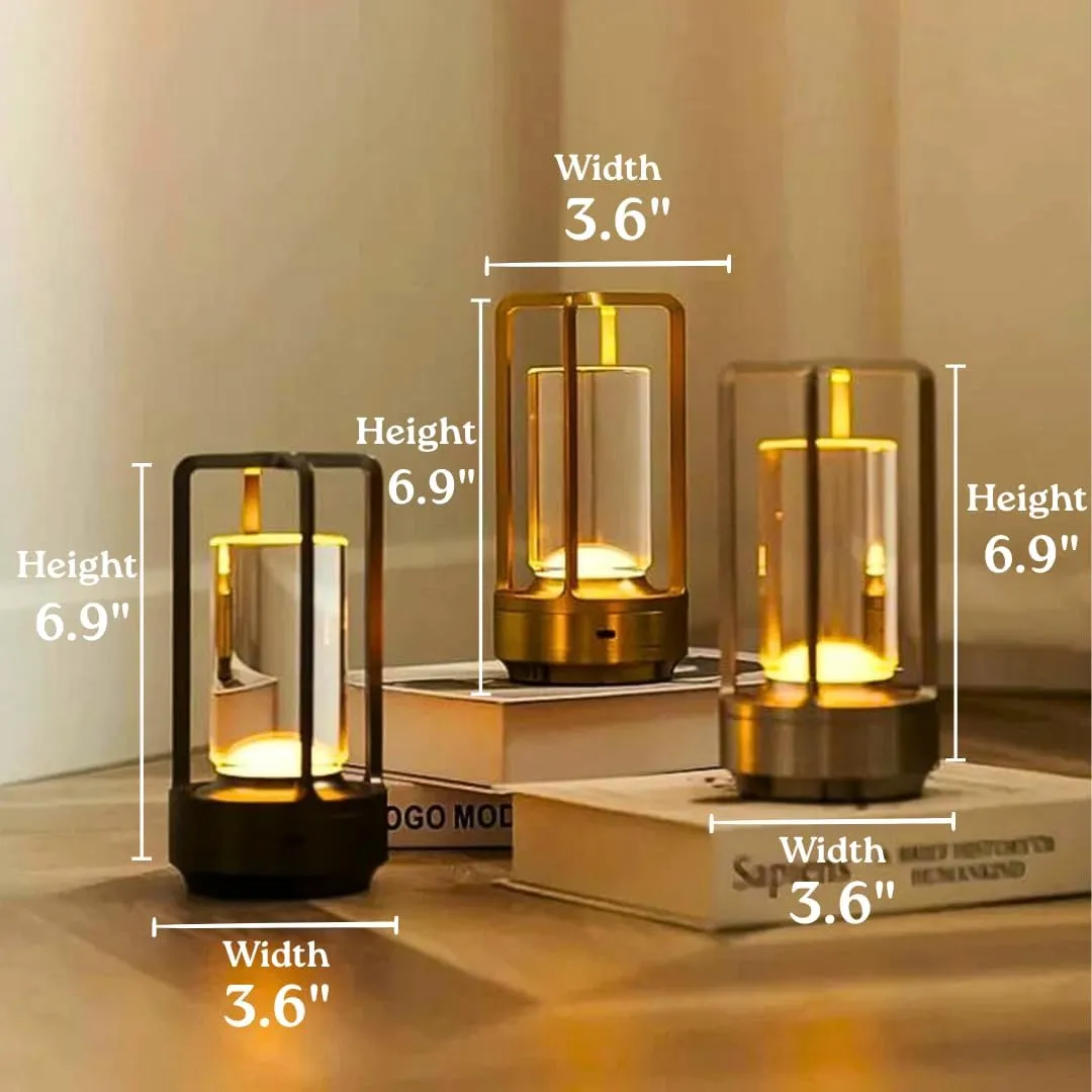 Klarako Crystal Lantern Lamp – Modern Cordless Rechargeable Bedside & Outdoor Light, Portable Wireless Lamp – Dimmable Touch Control – Luxury Living Room & Hotel-Style Lighting (Gold, 5-Pack)